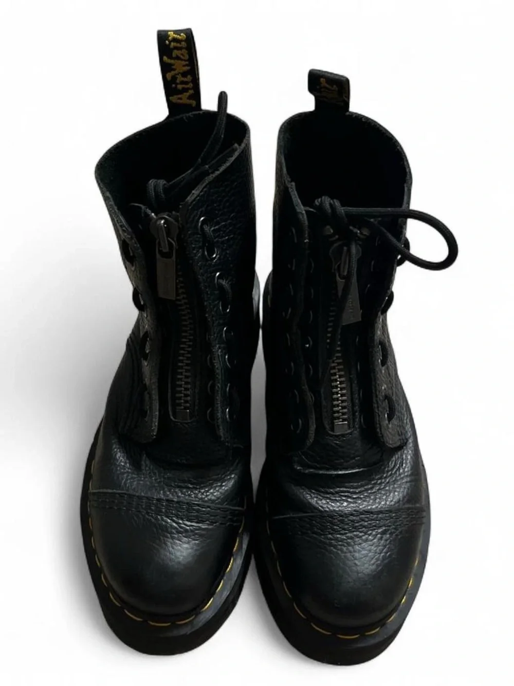 Dr. Martens Sinclair Leather Platform Lace-Up Boots with Zipper Pull